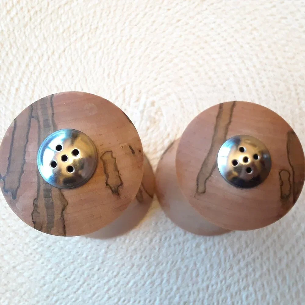 Spalted Maple Turned Wood Salt & Pepper Shakers - Picture 9 of 12